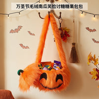 Halloween Plush Pumpkin Head Bag for Trick or Treat Party