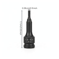 Compact Square Drive Impact Socket Black 1/2-Inch Hex Shank Socket Robust Square to Hex Adapter