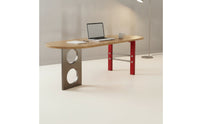 Memphis-Inspired Half-Oval Table Bauhaus Wall-Side Desk Space-Saving Dining Table Desk Sturdy for Telecommuting Workers, Students, Home Office, Studio