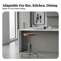 Adjustable Industrial Stool Built-in Footrest Counter Chair Stable Base for Pub
