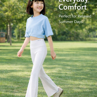 Kids Girls Leggings with Sun Protection for Beach Wear and Summer Activities, High Waist Flared Trousers in Quick Dry Fabric