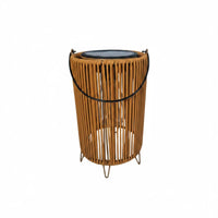 Waterproof Solar Rattan Garden Lamp Vintage Design Solar Wicker Floor Lamp Weather Resistant Rattan Lantern Light LED Lighting for Camping