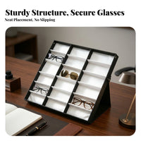 Foldable Eyeglass Display Box Hinged Tabletop Glasses Display Stand Angled