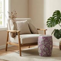 Drum Stool Embossed Ceramic Accent Table Versatile for Bedroom