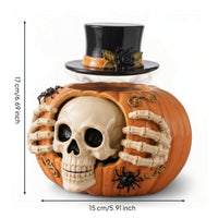 Skull-Faced Candy Jar Spooky Treat Jar Seasonal Container Festive for Entryway