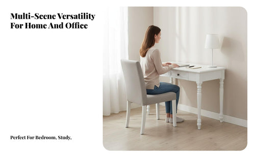 2-Drawer Wooden Desk pure wood Writing Table Light Luxury With Storage Drawers for Adults, residents, Study Room