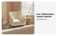 Sherpa Club Chair Soft Texture Upholstered Armchair Comfortable Creamy Design for Young Adults, Bedroom, Vanity Area