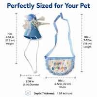 Embroidered Dog Birthday Pet Costume Set, Spotted Cotton-Polyester Bib & Hat, Dog Birthday Present for Pet Owners