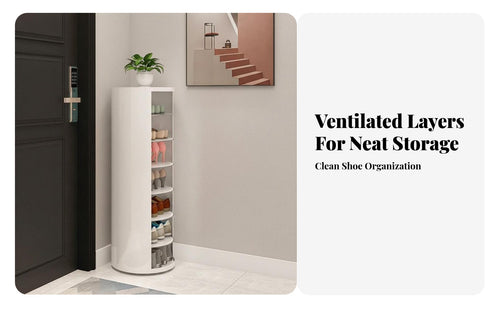 360° Rotation Rotating Shoe Cabinet Space-Saving Rotating Shoe Rack Large Capacity Revolving Storage Carousel Modern Design for Apartment Dwellers, Homeowners, Families, Entryway, Hallway, Living Room, Dormitory