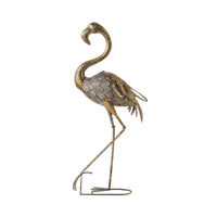 Flamingo Statue with Base Rustic Metal Flamingo Distressed for Collectors