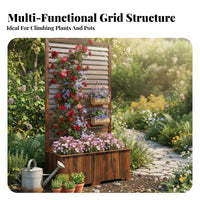 Planter Box with Trellis Weather-Resistant Freestanding Trellis Planter Space-Saving Vertical Design Climbing Plant Support for Balcony, Deck, Rooftop