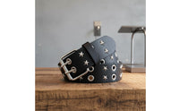 Star Eyelet Belt Gift Choice Double Prong Buckle Belt for Jeans, Women, Men