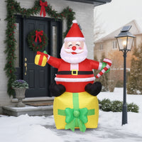 Inflatable Santa with Gift Box Giant Santa with Gift Box Christmas Inflatable Stable Outdoor Decoration Festive for Yard, Lawn