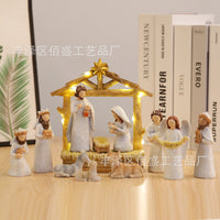 Christmas Nativity Scene Resin Figurine Set for Home Decor