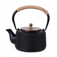 Textured Cast Iron Teapot Hinged Lid Black Cast Iron Teapot Heat Retention