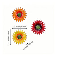 3 Pieces Flower Metal Wall Artisanal Aesthetic Style Iron Botanical Wall Art Hanging Bright Hues Dwelling Decoration for Yard