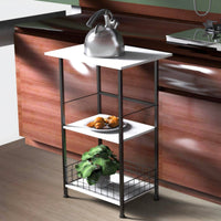 3 Tier Kitchen Trolley Space Saving Kitchen Rolling Shelf Sturdy Frame