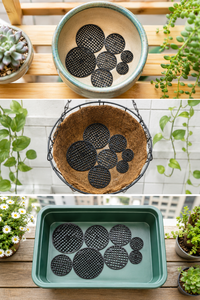 Flower Pot Mesh Pads for Drainage and Soil Retention - Round Plastic Screens for Planters