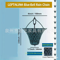 Blue Mesh Rain Chain for Garden Decoration and Rainwater Collection