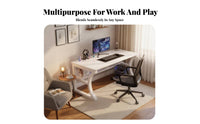 Spacious Desktop Gaming Desk with Storage Shelves Multi-Functional Desk with Storage Shelves Sturdy Construction Computer Table Stable Structure for Students, Gamers, Home Workers, Study Room, Dormitory, Bedroom