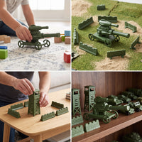 WWII Simulation Sandbox Scene Military Vehicle and Fortification Toy Model Set