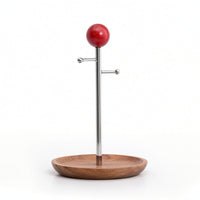 Key Rack with Wood Base Compact Desktop Key Holder Practical for Bedside Table