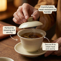 Jingdezhen Gaiwan: Cyan Gray Ceramic Tea Cup
