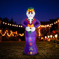 Festive Skeleton Figure with Dress Spooky Inflatable Skeleton Big Halloween Inflatable Inflate for Homeowners, Party Hosts, Yard, Lawn, Porch