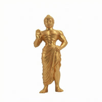 Gold Buddha Statue Blessing Pose Standing Figurine Textured Hair
