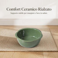 Ceramic Pet Bowl Set with Elevated Stand for Cats and Dogs, Slow Feeder and Water Bowls, Anti-Vomit, Neck Protection