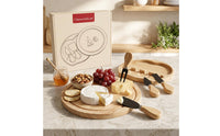 4 Pieces Cheese Knife Set Gift Ready Round Box Cheese Knife Set Rustic Style