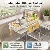 Bathroom Sink Organizer, No-Drill Wall Mount Rack for Sponges & Dishcloths, Rectangular Drain Shelf for Home Cooks, Space-Saving Kitchen for Utensils