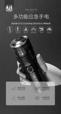 Zoomable White Laser Flashlight with Power Bank Function, 15W, Waterproof
