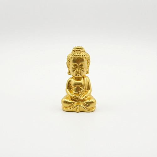 Seated Buddha Figurine Tabletop Meditating Buddha Figurine Golden for Bookshelf