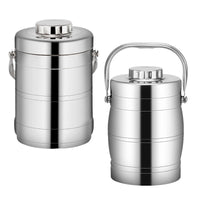 Stainless Steel Double-Layer Vacuum Insulated Lunch Jar with Handle, Drum Shape, 2.1-3L
