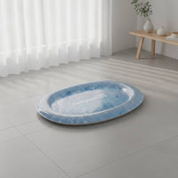 Oval Pet Cooling Mat Electricelectricity-Free Cooling Mat with Raised Border Safe Pet Sleeping Pad Reinforced for Floor