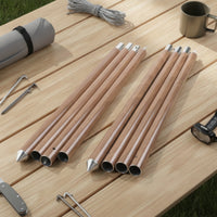 Wood-Grain Tarp Pole with Carrying Bag Compact Segmented Tent Pole Portable Canopy Poles Long-Lasting for Campers