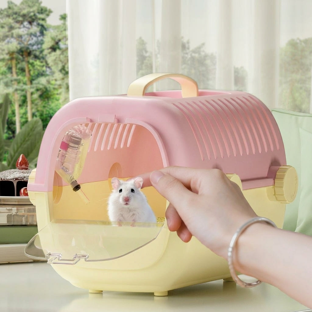 Hamster Cage and Bird Cage Small Pet Carrier Travel Cage, Hard Handheld Design for Hamster Travel, Outdoor Use Rectangular Shape Style
