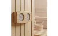 Natural Fir Wood Sauna Thermometer Hygrometer Easy to Read Sauna Room Temperature-Hygrometer Heat Resistant Wooden Temperature Humidity Gauge for Spa