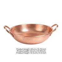 Hammered Copper Pot Oven-to-Table Copper Pot with Loop Handles Wide Cookware for Tabletop Cooking