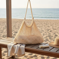 Cotton Rope Shoulder Bag Large Capacity Woven Rope Tote Breathable for Travel