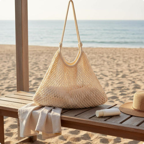 Cotton Rope Shoulder Bag Large Capacity Woven Rope Tote Breathable for Travel