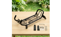 Black Motorcycle Middle Rack Steel Motorcycle Rack with Spring Clips Sturdy Stable for Motorcycles, Commuting