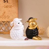 Light Luxury Gold Edge Sheep Desktop Ornament Cartoon Kneeling Lamb