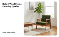 Upholstered Single Sofa Japanese with Design Armchair Firm Wood Frame Soft Upholstery for Readers, Living Room, Bedroom