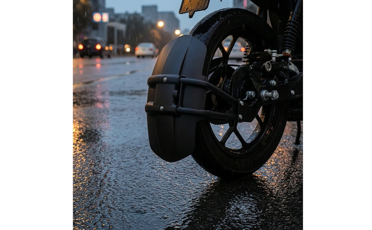 Black Motorcycle Mudguard with Bracket Universal Rear Mudguard with License Plate Bracket Textured Mud Flap Rigid for Commuters, Motorcycles, Custom Builds