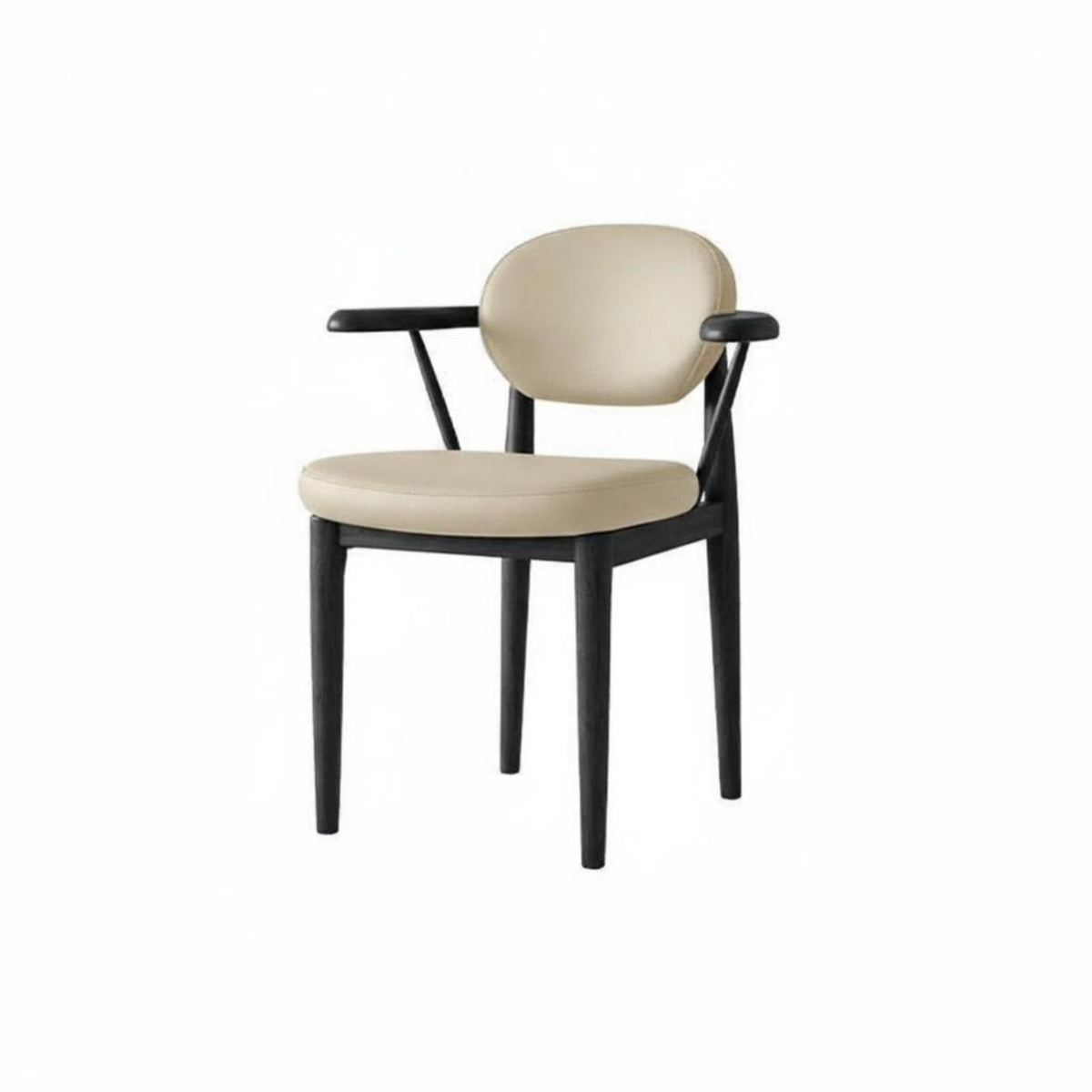 Upholstered Wood-Frame Chair With Armrests Upholstered Backrest Chair Ergonomic Design Minimalist design look for homeowners