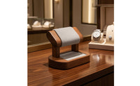 Watch Stand with Lumber-Grain baseGrain Watch Display Stand Padded Wristwatch Display Holder for Retailers, Showcase, Countertop, Dresser
