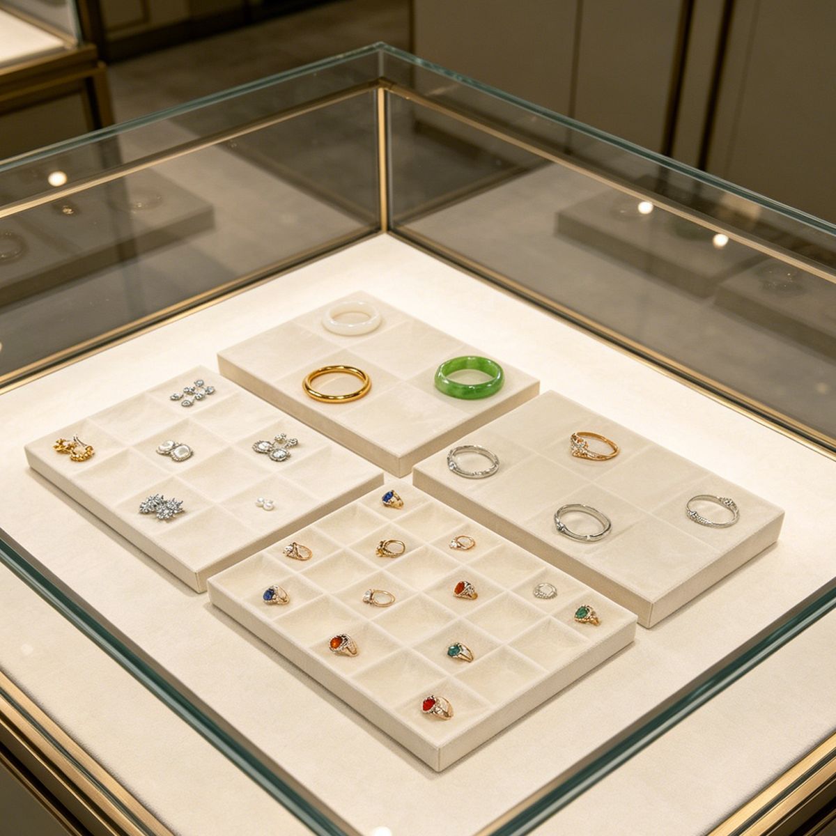 High-End Velvet Jewelry Display Tray for Necklaces, Rings, Bracelets, Earrings