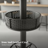 utilitarian Bar Table and Stool Combo High-Leg Construction Pub Furniture Space-Saving Easy to Clean for Homeowners, Bistro